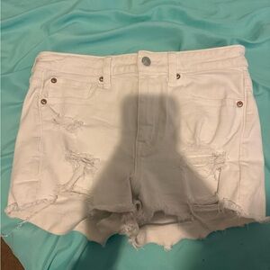 White Distressed Denim Shorts